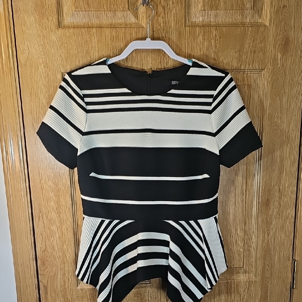 Badgley Mischka Black and White Striped Blouse